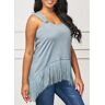 unsigned Tassel Dusty Blue Metal Ring Detail T Shirt