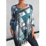 unsigned Dusty Blue Tassel Plaid Long Sleeve Blouse