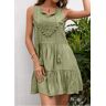 unsigned Sage Green Tassel A Line Sleeveless Dress