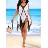 unsigned Tassel Mesh Patchwork White Cover Up