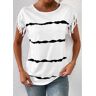 unsigned White Tassel Striped Short Sleeve T Shirt