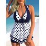 unsigned Patchwork Polka Dot Navy Swimdress and Shorts