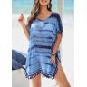 unsigned Tassel Tie Dye Print Dusty Blue Cover Up