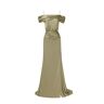 Milla Elegant olive off-the-shoulder silk maxi dress XL womens