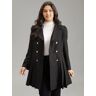 Bloomchic Double Breasted Lapel Collar Plicated Detail Coat