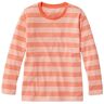 Women's Saturday T-Shirt, Crewneck Three-Quarter-Sleeve Stripe Sunrise Peach/Maritime Orange Extra Small, Cotton L.L.Bean