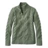 Women's Double L Cable Sweater, Zip Cardigan Sweater Bay Leaf Small, Cotton/Cotton Yarns L.L.Bean