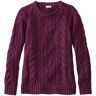 Women's Double L Cable Sweater, Crewneck Berry Heather Small, Cotton/Cotton Yarns L.L.Bean