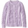 Women's Double L Cable Sweater, Crewneck Pastel Lilac Extra Small, Cotton/Cotton Yarns L.L.Bean