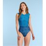 Women's L.L.Bean x Summersalt The Surf Mixed Gingham Calypso/Deep Sea 16, Lycra Elastane Nylon Blend