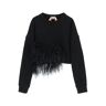 N.21 cropped sweatshirt with feathers  - Black - female - Size: 44