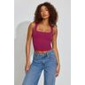 Garage Amber Portrait Neck Tank Top Plum Red XS Women