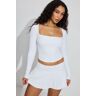 Garage Amber Portrait Neck Long Sleeve Tee Bright White S Women