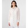 Karl Lagerfeld Paris   Women's Sheer Logo Lace Tunic Shirt   Soft White   Cotton/Nylon   Size XS  - Soft White - Size: Extra Small