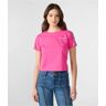 Karl Lagerfeld Paris   Women's Double L Logo Tape T-Shirt   Fuchsia Pink   Cotton/Spandex   Size Small  - Fuchsia - Size: Small