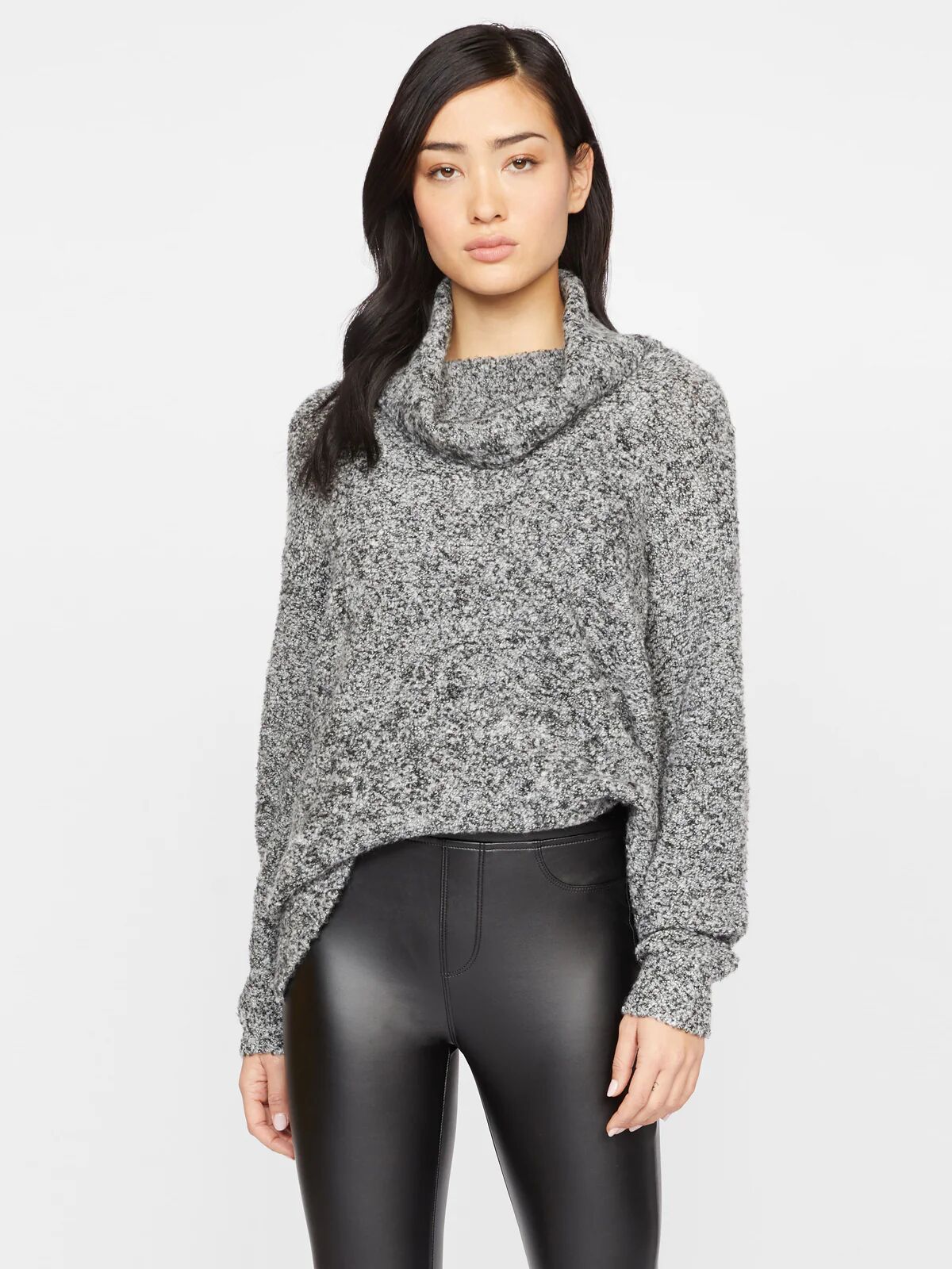 Sanctuary Clothing Boucle Cowl Neck Sweater Charcoal Black / S