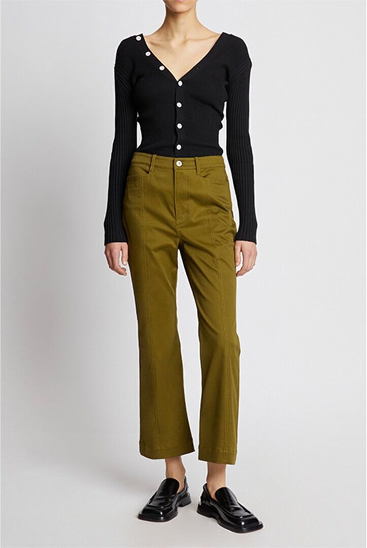 Proenza Schouler White Label Twill Cropped Pant Green 4