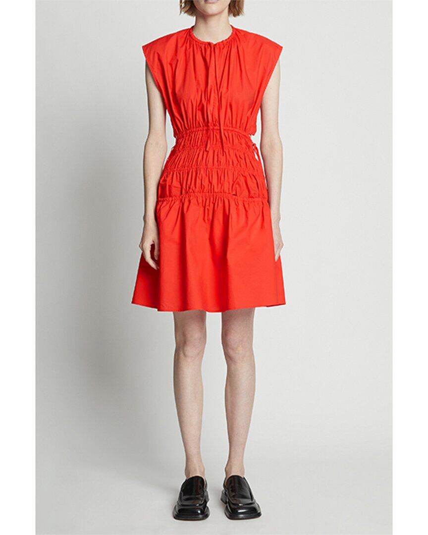 Proenza Schouler White Label Poplin Drawstring Mini Dress Orange S