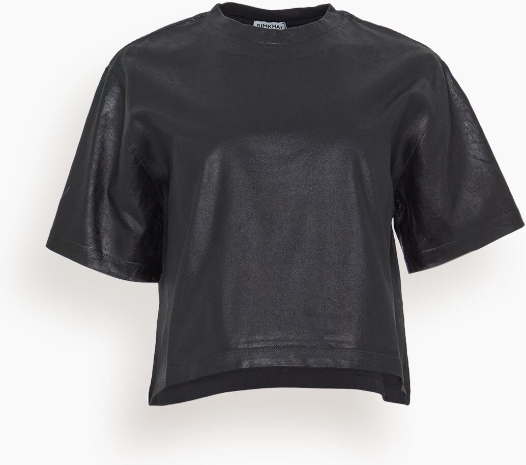 Simkhai Label Tee in Black Foil - Black - Size: M