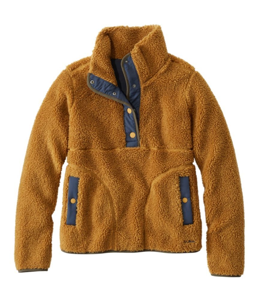 Women's Sherpa Fleece Pullover Antique Gold Large, Fleece/Nylon L.L.Bean