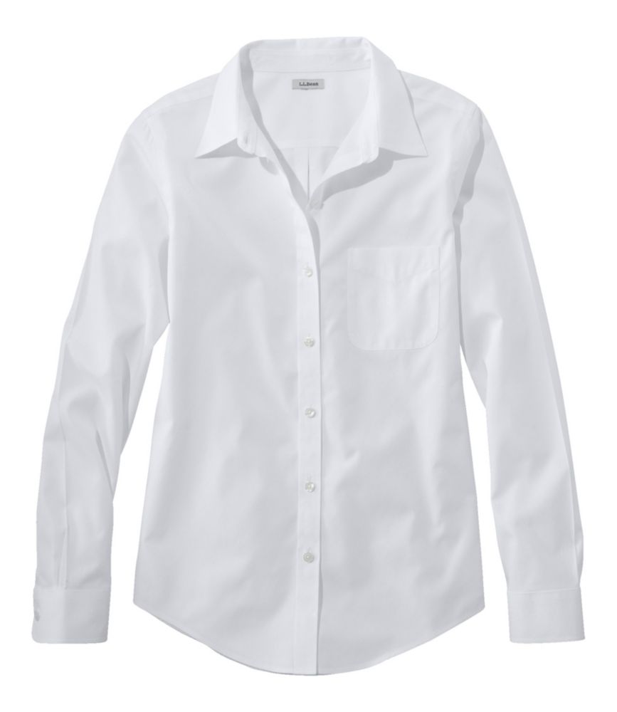 Women's Wrinkle-Free Pinpoint Oxford Shirt, Long-Sleeve Relaxed Fit White Small, Cotton L.L.Bean