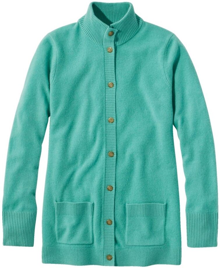 Women's Classic Cashmere Button-Front Cardigan Sweater Glacier Teal 2X L.L.Bean