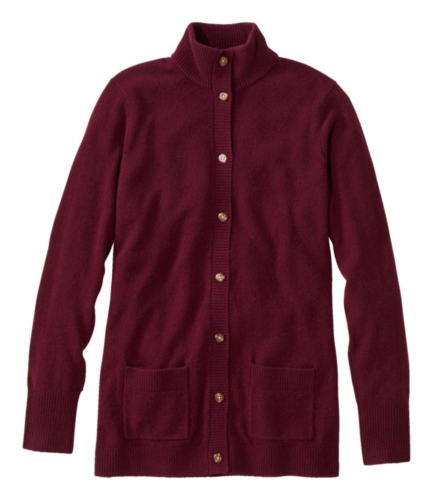 Women's Classic Cashmere Button-Front Cardigan Sweater Deep Wine Medium L.L.Bean