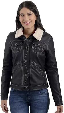 Wrangler Women's Wrangler Sherpa-Lined Faux-Leather Jacket, Size: Large, Black