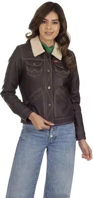 Wrangler Women's Wrangler Sherpa-Lined Faux-Leather Jacket, Size: XL, Brown