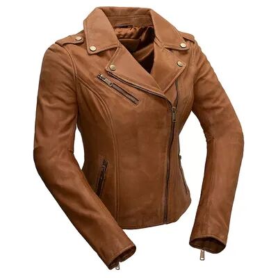 Whet Blu Women's Whet Blu Harper Asymmetrical Leather Jacket, Size: 3XL, Drk Orange