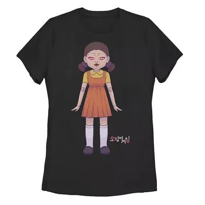 Licensed Character Juniors' Squid Game SG Doll Logo Tee, Women's, Size: Small, Black