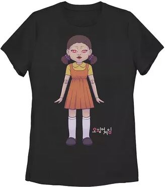 Licensed Character Juniors' Squid Game SG Doll Logo Tee, Women's, Size: XXL, Black