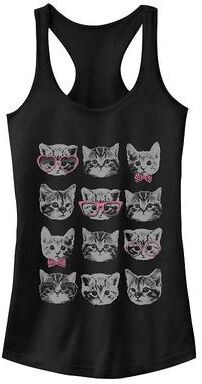 Unbranded Juniors' Fifth Sun Kitty Cat Accessory Cute Ideal Racerback Tank, Girl's, Size: XS, Black