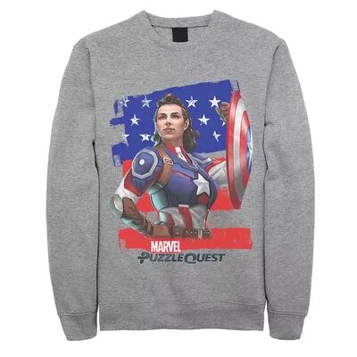 Licensed Character Juniors' Marvel Puzzle Quest Captain America Peggy Fleece, Girl's, Size: Small, Grey