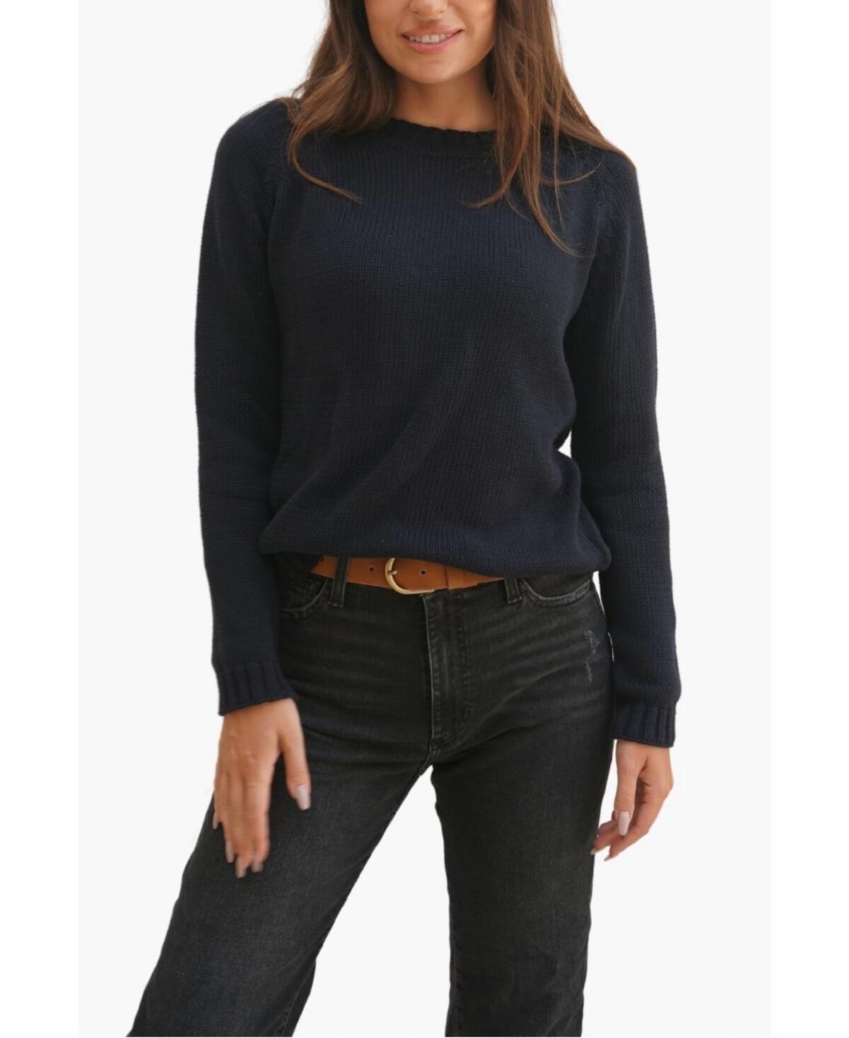 Paneros Clothing Women's Cotton Sloane Crewneck Pullover Sweater - Midnight navy