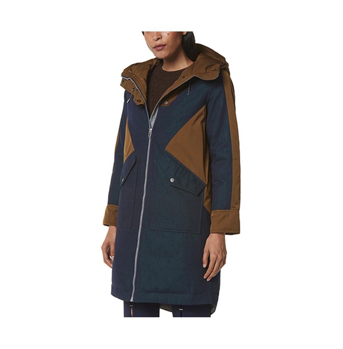 Andrew Marc Black Label Hayler Woman's Mixed Media Parka Coat - Ink