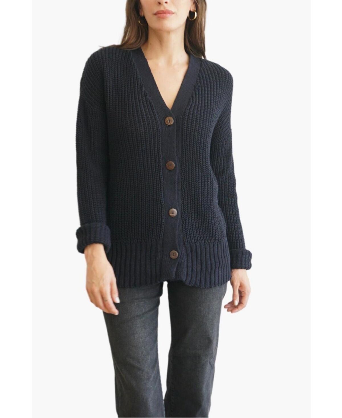 Paneros Clothing Women's Cotton Emily Cardigan - Midnight navy