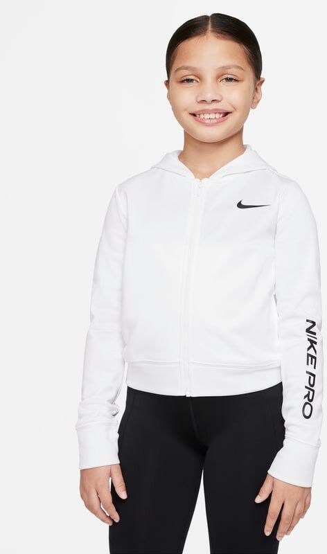 Nike Pro Therma-FIT Older Kids' (Girls') Full-Zip Hoodie - White - size: XS, S, M, L, XL