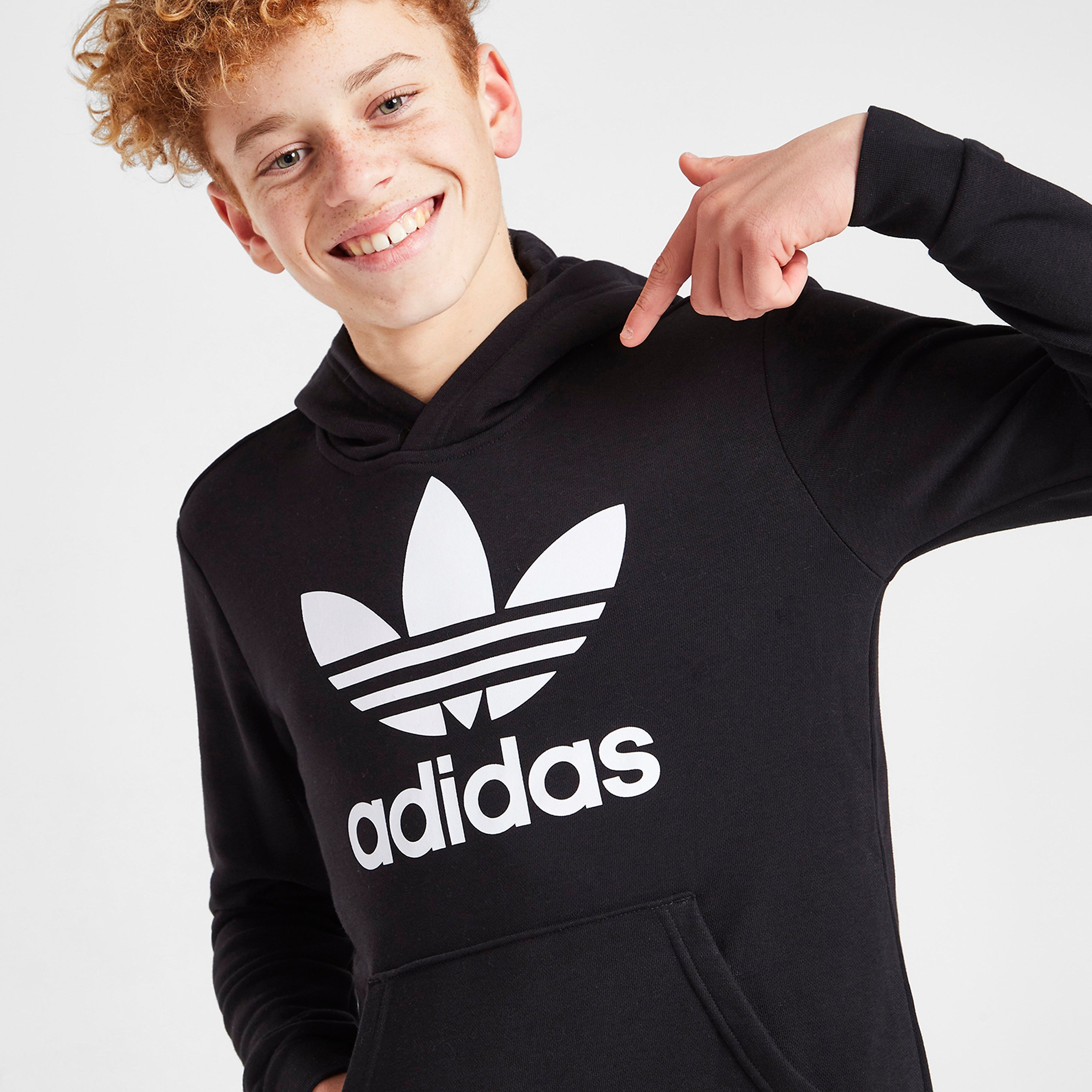 adidas Originals Trefoil Hoodie Junior - Black/White - Kids  size: 9-10Y