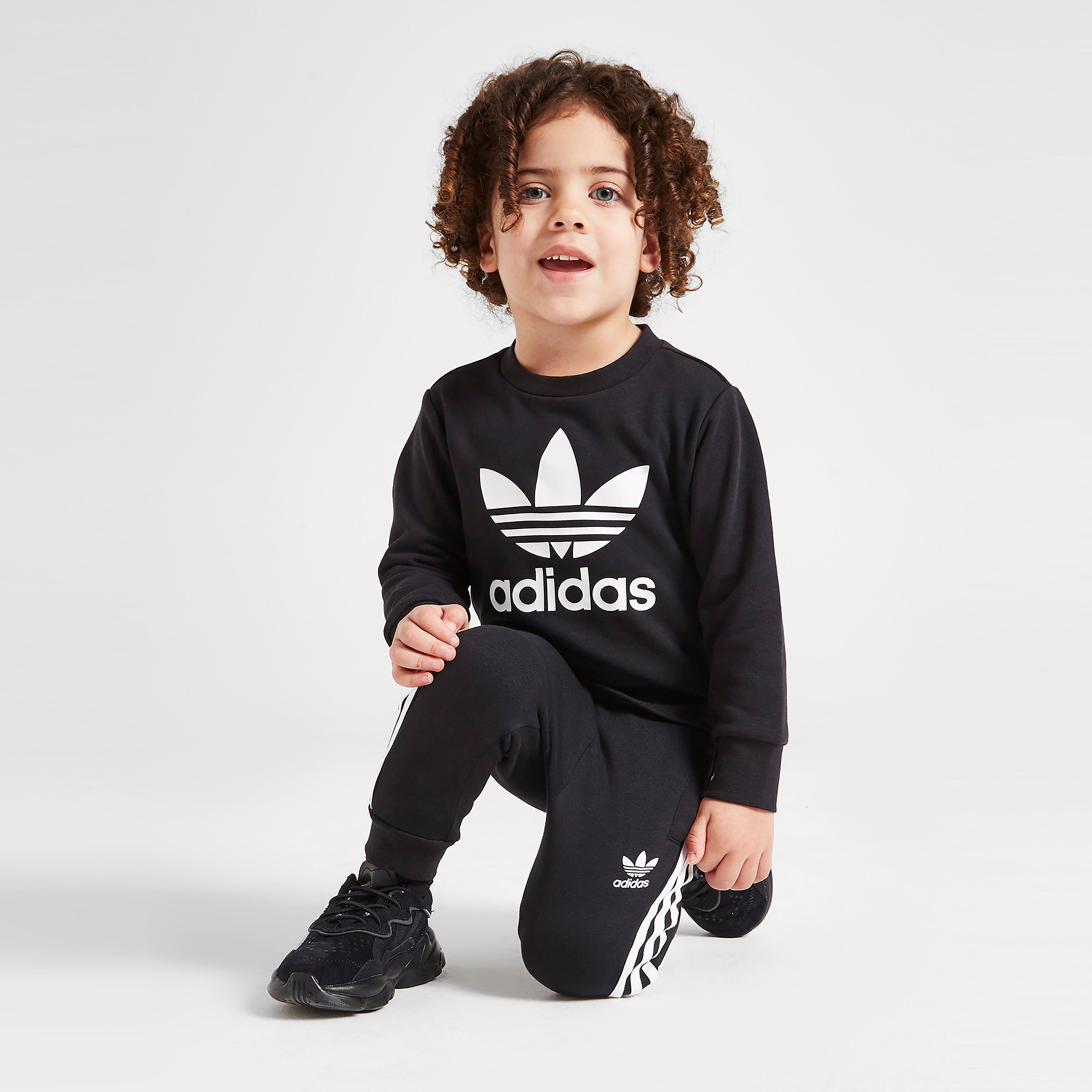 adidas Originals Trefoil Logo Crew Tracksuit Infant - Black/White - Kids  size: 12-18M