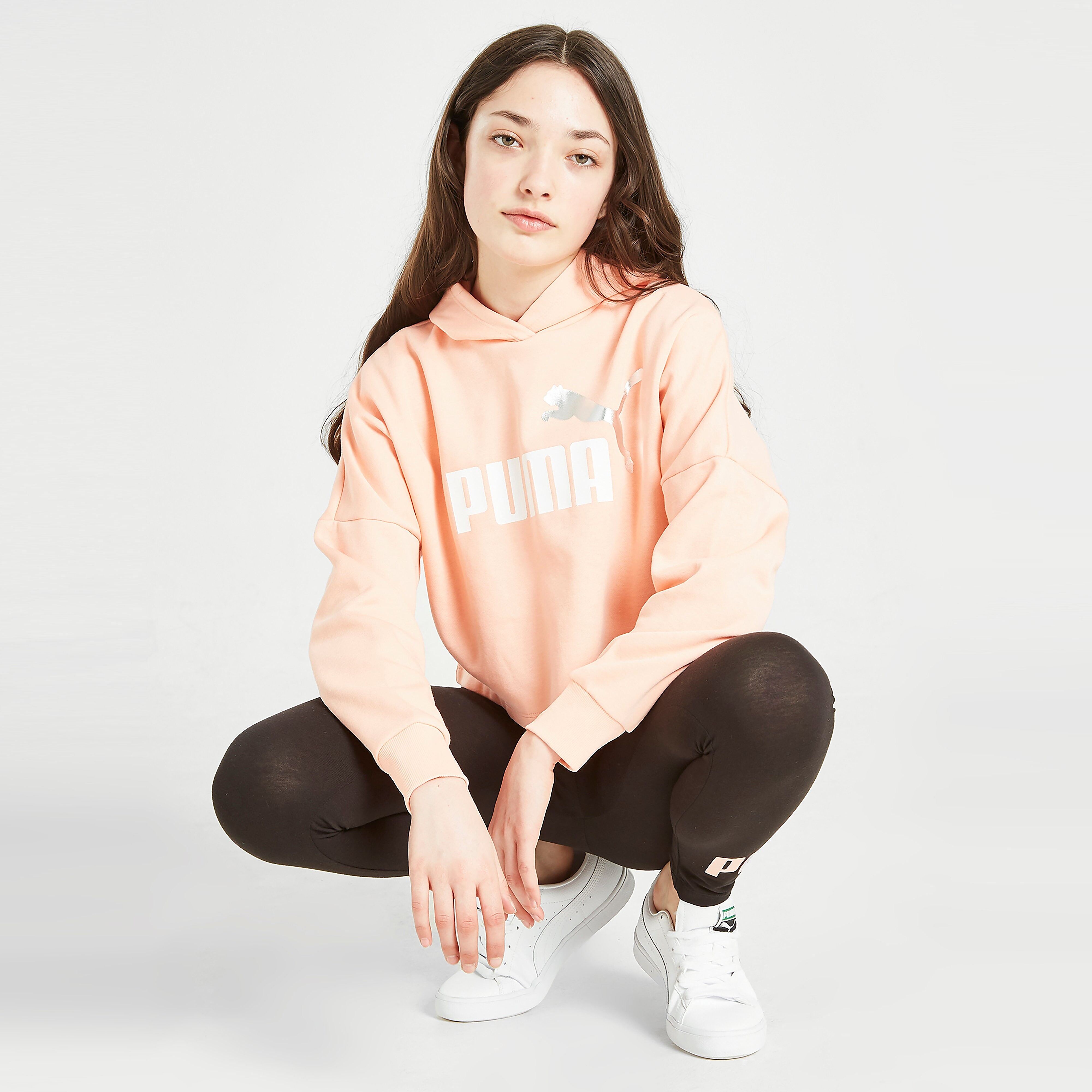 Puma Girls' Core Crop Hoodie Junior - Orange - Kids  size: 11-12Y