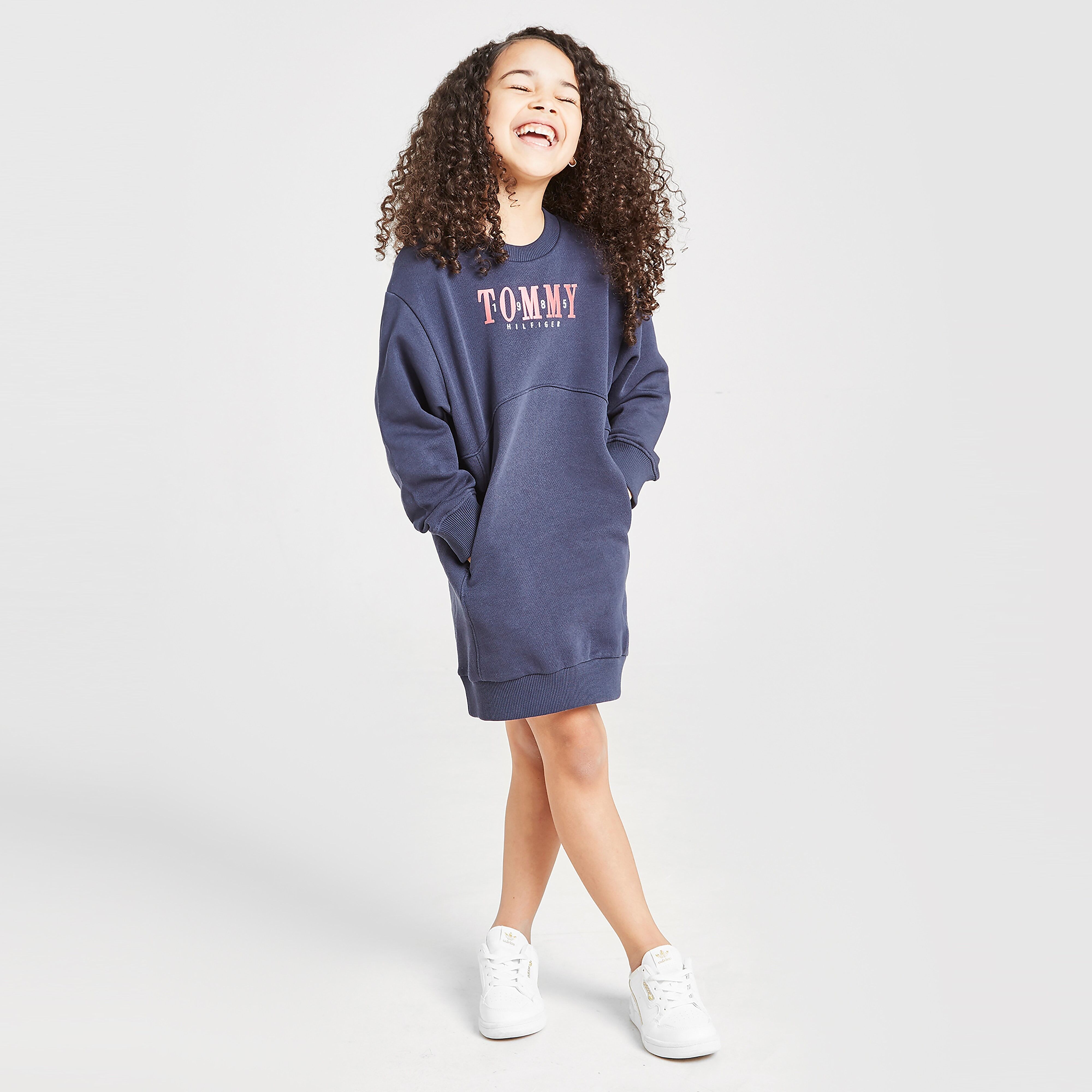 Tommy Hilfiger Girls' Logo Crew Sweatshirt Dress Children - Navy - Kids  size: 5Y