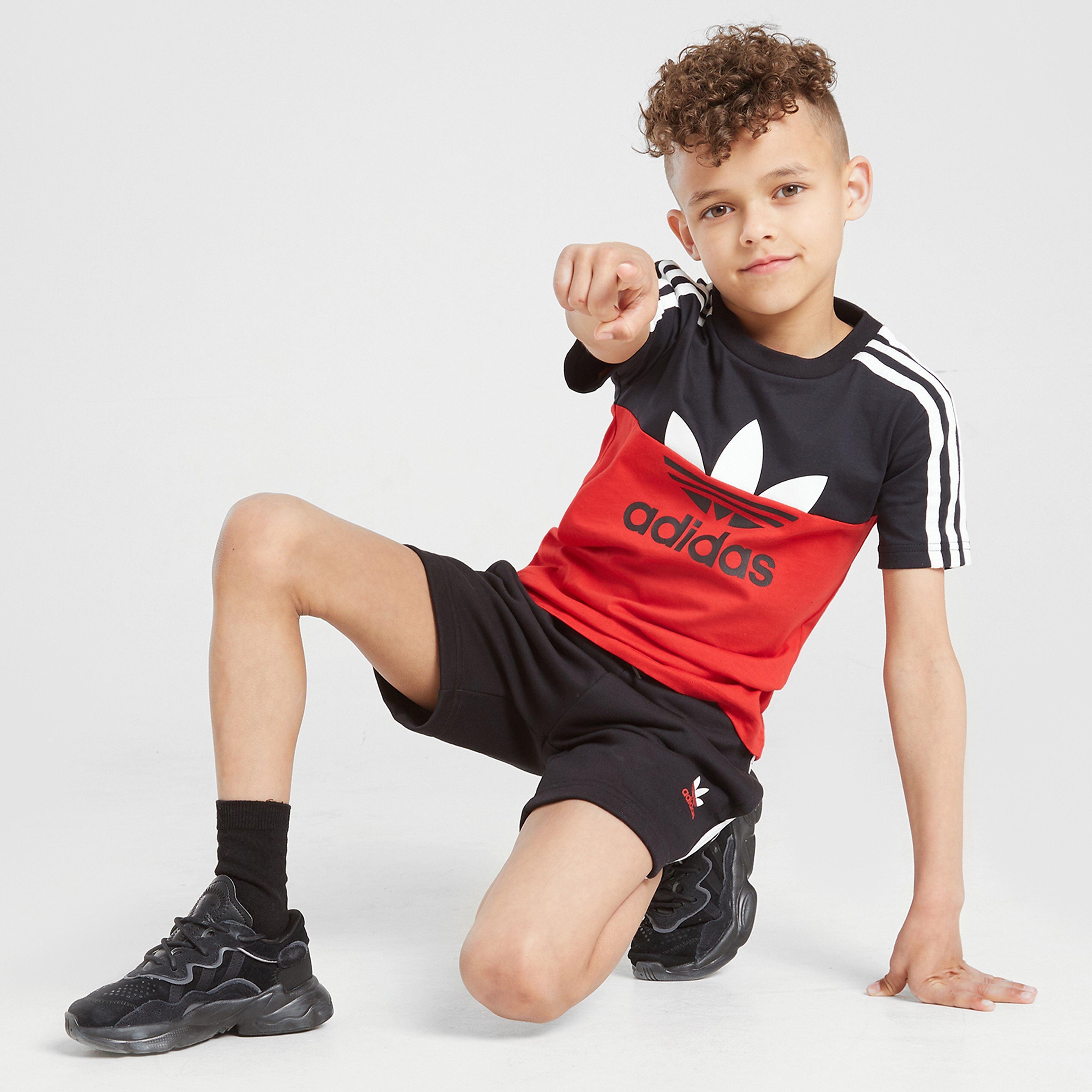 adidas Originals Sliced T-Shirt/Shorts Set Children - Black/Red - Kids  size: 3-4Y