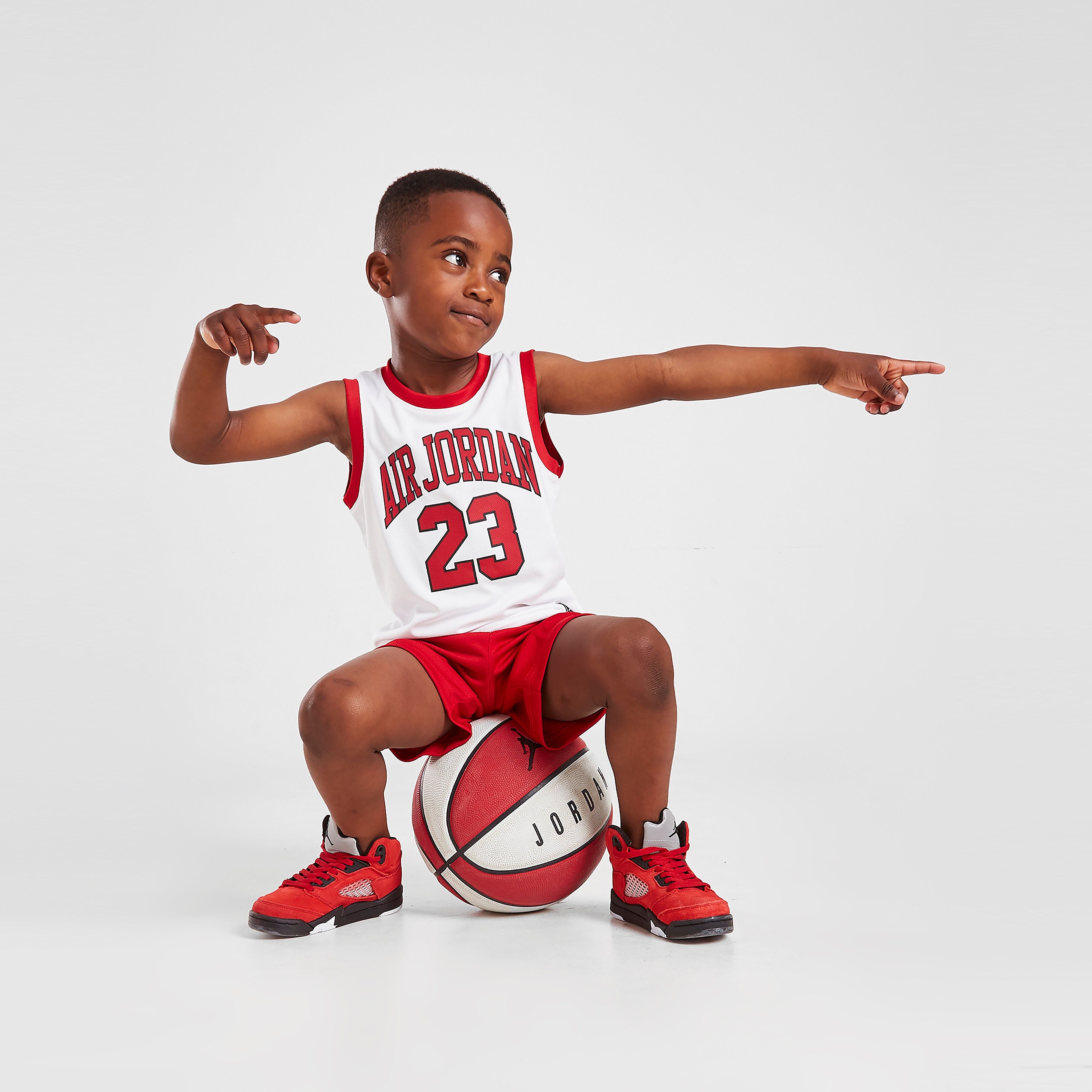 Jordan Air Mesh Tank/Shorts Set Children - White/Red - Kids  size: 5-6Y