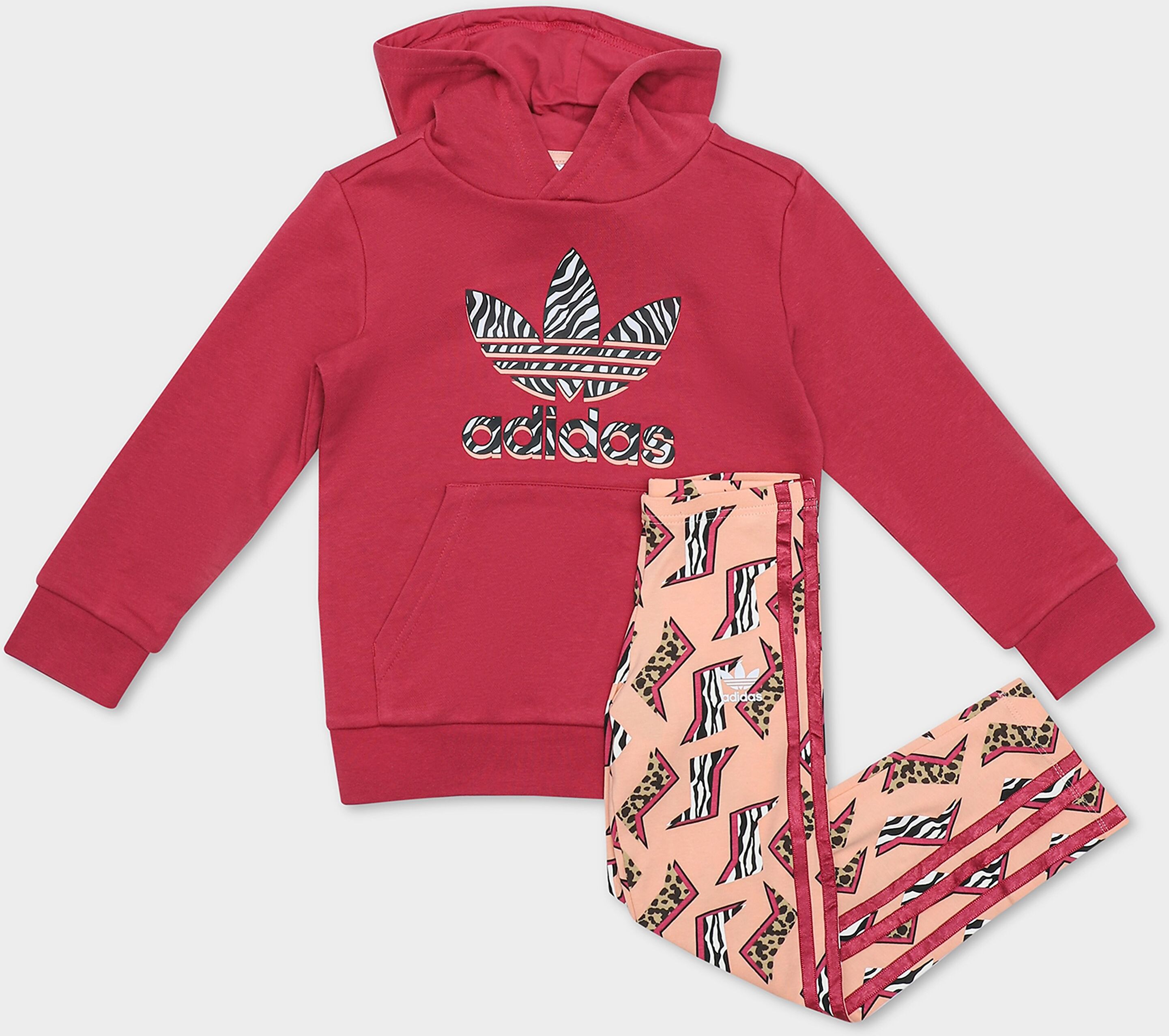 adidas Originals Graphic Print Hoodie Set - Wild Pink / Multicolor  size: 6-7Y