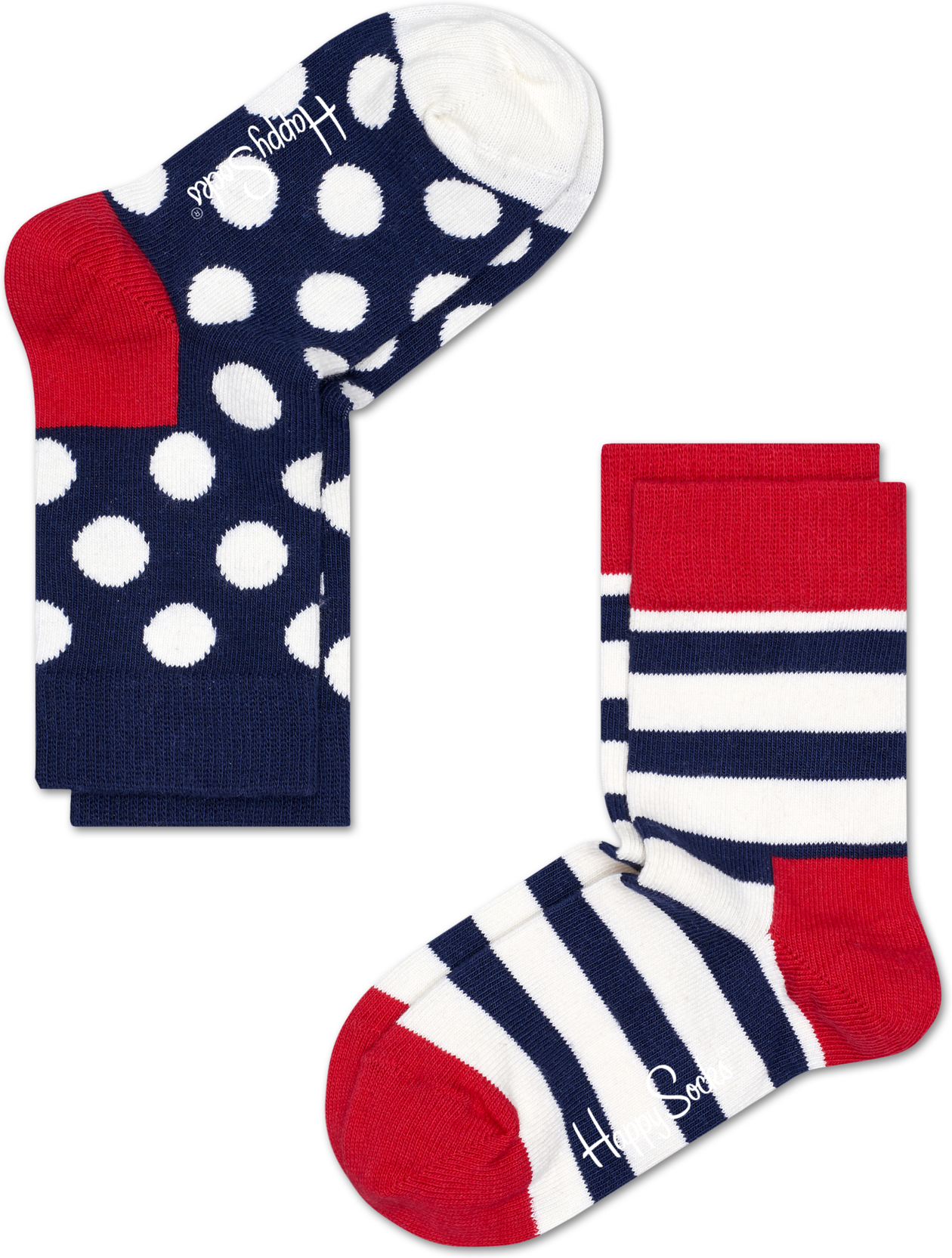 Happy Socks Kids Stripe Socks 2-Pack - Blue,Red,White - Kids