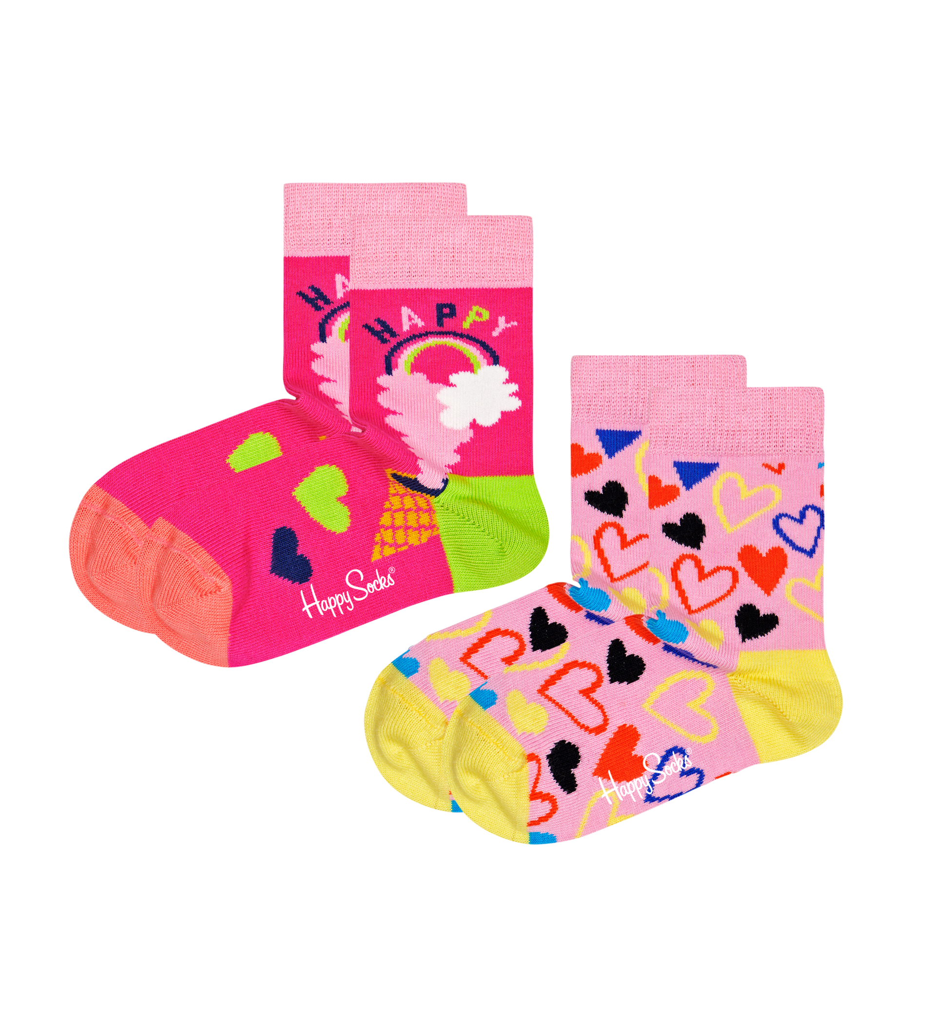 Happy Socks Kids Happy Love Socks 2-pack - Pink - Kids