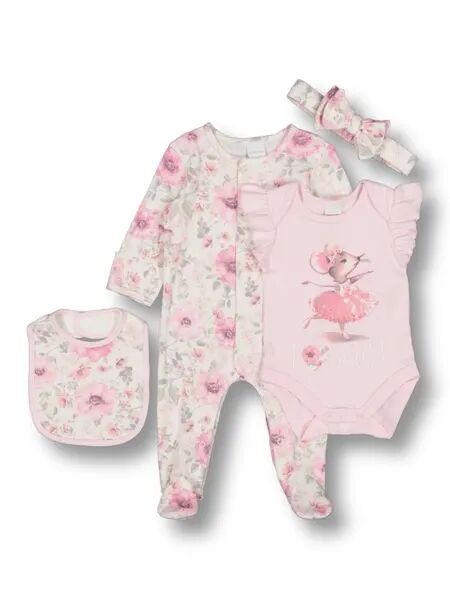 Baby-Baby-Baby-Gift-Hampers Baby Cotton 4 Piece Starter Pack PINK BALLERINA (BALLERINAS) size Newborn
