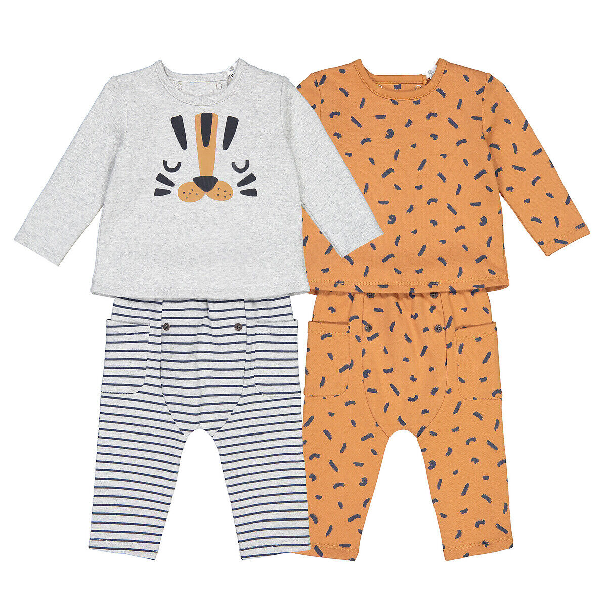 LA REDOUTE COLLECTIONS Lot de 2 ensembles molleton coton bio 0 mois-2 ans