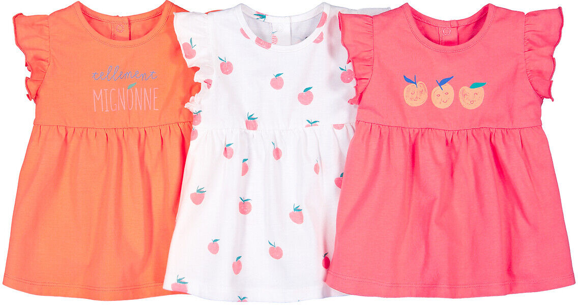 LA REDOUTE COLLECTIONS Lot de 3 T-shirts à volants coton bio